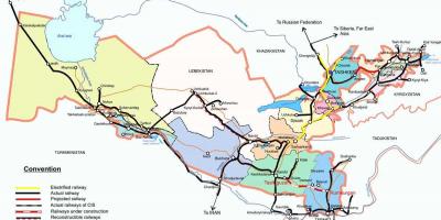 Özbekistan demiryolu haritası