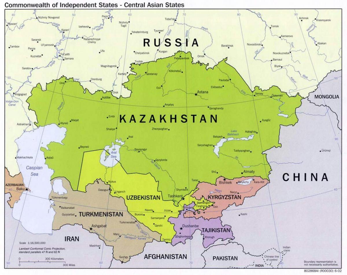Özbekistan, Rusya harita