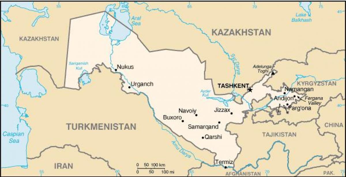 Özbekistan haritası şehirler